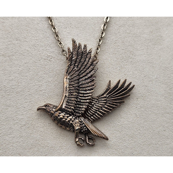 PSCL Vintage 925 Sterling Silver Open Wing Flying Eagle Pendant Unisex 9.83 Gram - Picture 2 of 7
